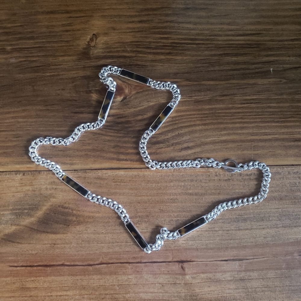 Long Ralph Lauren silver tortoise shell necklace